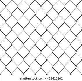Metallic wired fence seamless pattern. Steel wire mesh isolated on white background. Vector illustration in EPS8 format. Pattern swatch included.
