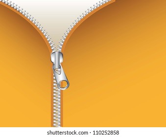 metallic zipper over yellow background, folder. vector illustration