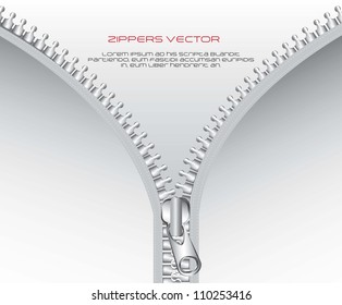 metallic zipper with space for copy. vector illustration