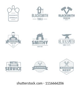 Metallically service logo set. Simple set of 9 metallically service vector logo for web isolated on white background