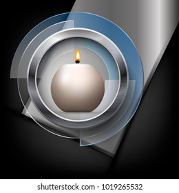 The metallic-black square Background and globe candle