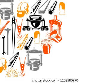 Metallurgical background design. Industrial items and equipment.