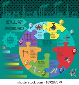 Metallurgical industry info graphics. Vector illustration