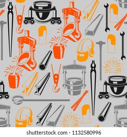Metallurgical seamless pattern. Industrial items and equipment.