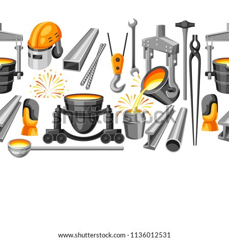Metallurgical seamless pattern. Industrial items and equipment.