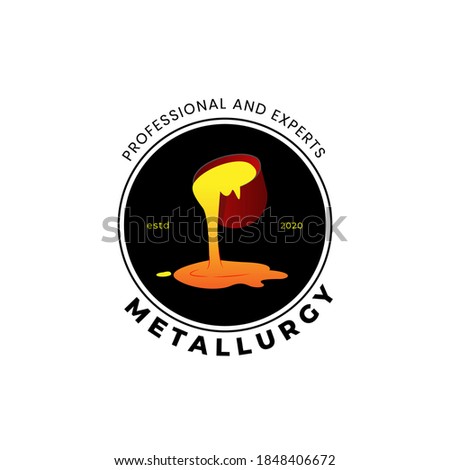 Metallurgy and foundry badge logo design, Heavy industry and engineering, industrial, vector design and illustration