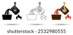 Metallurgy icon. Metallurgy icon on a white background, isolated. The icon has three uses in applications and websites. Vector illustration. Metallurgy icon on a white background.