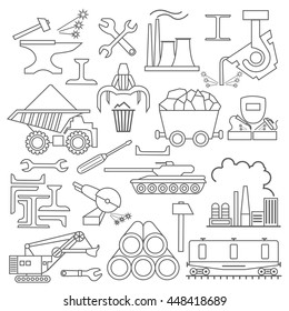 Metallurgy icon set. Thin line icon design. Vector illustration