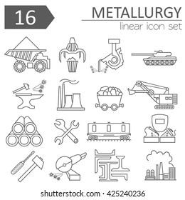 Metallurgy isolated icon set. Thin line icon design. Vector illustration