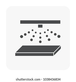 Metallurgy or metallurgical production industry vector icon. That heat treatment, annealing or cooling process consist of water spray, hot steel, iron or metal. To improve hardening of material.