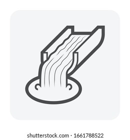 Metallurgy or metallurgical production industry vector icon. Consist of molten iron or heat liquid flow in mill from blast furnace. Casting smelting of metal, iron or steel in foundry or factory plant