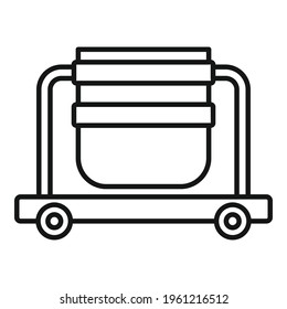 Icono de la olla de metalurgia. Esquema Icono vectorial de la cacerola metalúrgica para el diseño web aislado en fondo blanco