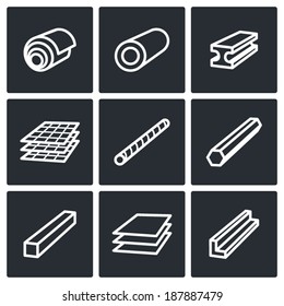 metallurgy products icons set