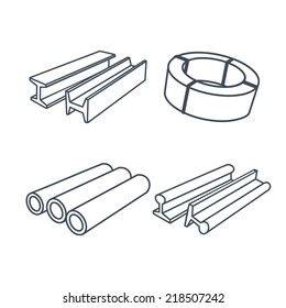 Metallurgy products icons set