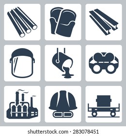 Metallurgy related vector icon set