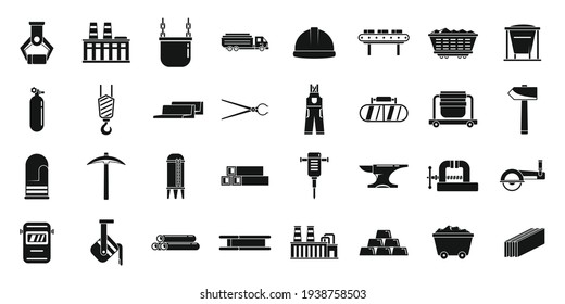 Metallurgy tools icons set. Simple set of Metallurgy tools vector icons for web design on white background