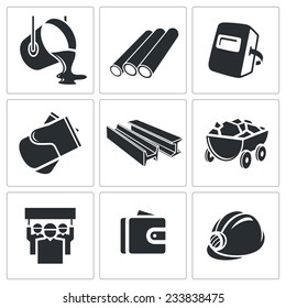 Metallurgy Vector Isolated Flat Icons Set