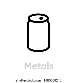 Icono de reciclaje de metales. Vector de línea editable. Sencillo símbolo lineal reciclar metal para sitio web o aplicación móvil. Pictograma único.