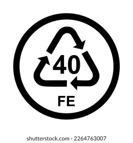 Metals symbol, ecology recycling sign isolated on white background. Package waste icon .