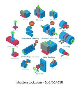 Metalwork icons set. Isometric illustration of 16 metalwork vector icons for web
