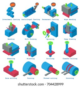 Metalwork icons set. Isometric illustration of 16 metalwork vector icons for web