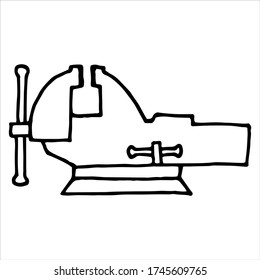 Metalwork vices in doodle style. Coloring for children.