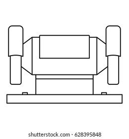 Metalworking machine icon in outline style isolated on white background vector illustration