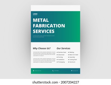 Metalworks flyer template. Industry metalworks flyer design. Melting metalworks service flyer template.
