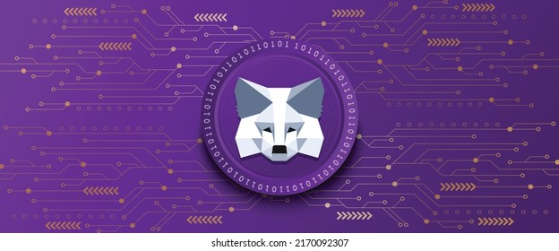 Metamask 3D crypto currency coin logo. Virtual money wallet concept vector illustration banner and background template.  svg