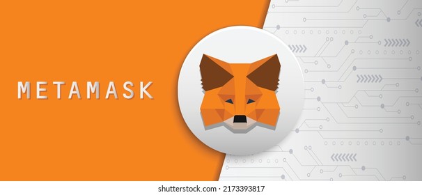 Metamask crypto currency wallet symbol and logo. Block chain based virtual currency technology banner. svg