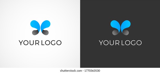 Metamorphic butterfly logo design vector template - abstract metamorphose butterfly wings shape - business butterfly logo blue and black colors