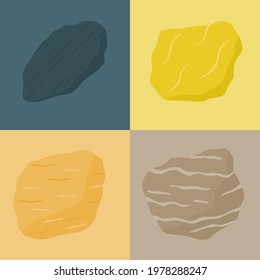 Metamorphic rock illustration set. Slate Phyllite Schist and Gneiss.