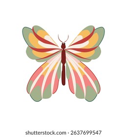 metamorphosis groovy butterfly cartoon. winged transformation, beauty flight, delicate serene metamorphosis groovy butterfly sign. isolated symbol vector illustration