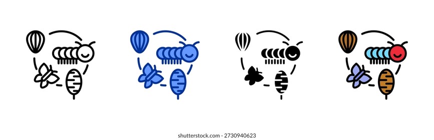 Metamorphosis icon set multiple style collection