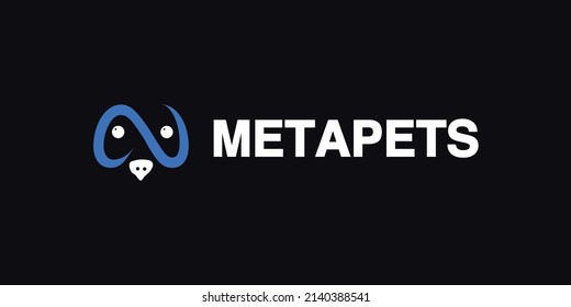 Metapets coin cryptocurrency METAPETS token, Cryptocurrency logo on isolated horizontal  background with text.