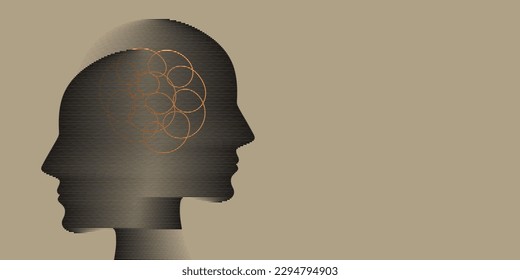 Trastorno bipolar de metáfora, Doble cara, Personalidad fraccionada, Parkinson, Psicología, Concepto de salud mental de doble personalidad, Banner web, Espacio de copia