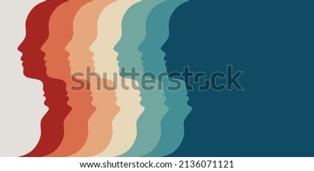 Metaphor bipolar disorder mind mental. Concept mood disorder. Colored silhouette head. Double face. Split personality. Psychology. Dual personality concept. Mental health. Copy space