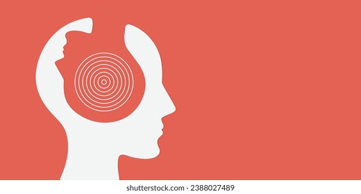 Metaphor bipolar disorder, Parkinson, Double face, Split personality Mental health concept vector. 