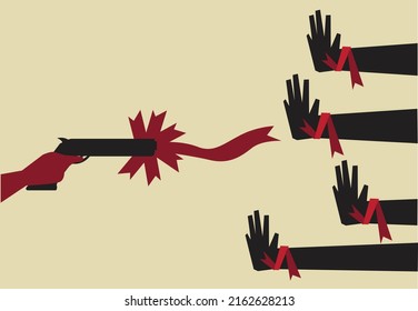Imagen de metáfora del control del uso de armas. Imágenes prediseñadas editables.