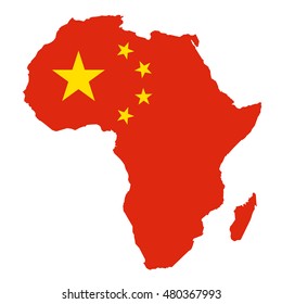 METAPHOR MEANING: Map of Africa in colors of China as metaphor of Chinese economic activities on African land