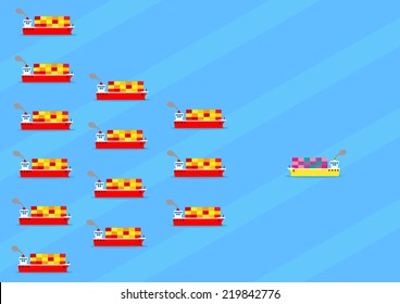  A metaphor on import and export imbalance. A vector illustration of an imbalance in imports and exports markets.