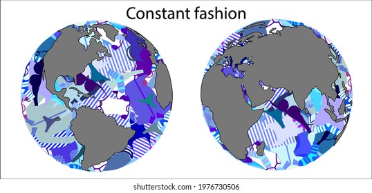  Metaphorical pollution of the oceans by discarded clothes. Vector design for eco-friendly posters, banners, flyers, postcards and constant fashion advertisements.