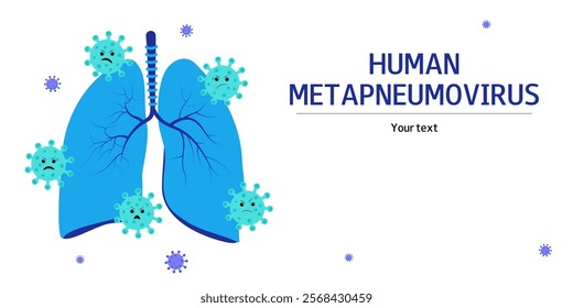 Metapneumovirus or hMPV vector background. Virus affect the lungs. Free space for text. Medical flat illustration.