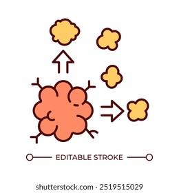 Metastasis RGB color icon. Cancer cells spread. Pathogenic tumors. Oncology. Malignant tumor. Disease development. Isolated vector illustration. Simple filled line drawing. Editable stroke