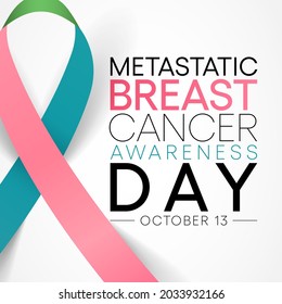 Metastatic Breast Cancer awareness day is observed every year on October 13, also referred to as advanced breast cancer that has spread beyond the part of the body where it started, Vector art