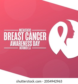 Metastatic Breast Cancer Awareness Day. October 13. Holiday concept. Template for background, banner, card, poster with text inscription. Vector EPS10 illustration