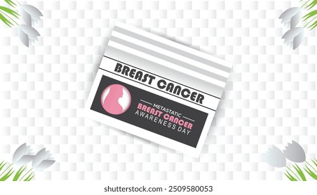 O Dia Metastático de Conscientização sobre o Câncer de Mama é observado todos os anos em outubro. Conceito de conscientização médica. fundo, cartaz, modelo de banner Projeto de ilustração vetorial.