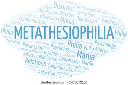 Metathesiophilia word cloud. Type of Philia.