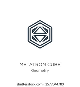 Metatron cube icon. Thin linear metatron cube outline icon isolated on white background from geometry collection. Line vector sign, symbol for web and mobile
