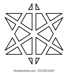 Metatron cube Sacred geometry contour outline line icon black color vector illustration image thin flat style